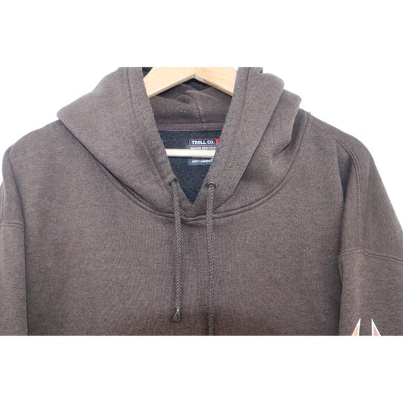 Troll Co. Brown Hoodie 3XL "Dirty Hands Clean Money" Sleeve Print Academia - Picture 8 of 11